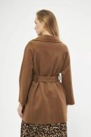 Camel Women’s Coat with Belted Waistband