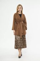 Camel Women’s Coat with Belted Waistband