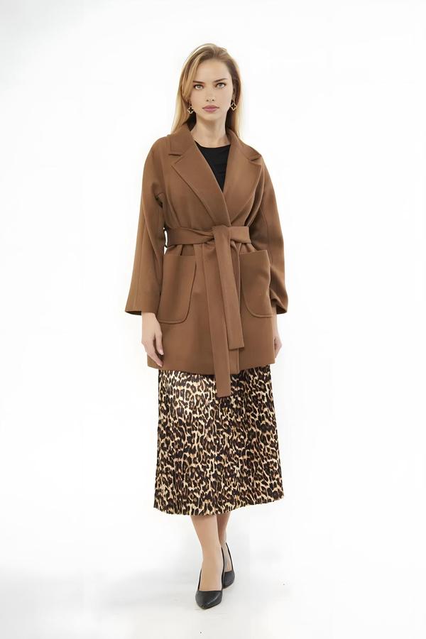 Camel Women’s Coat with Belted Waistband - Image 4