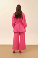 Fuchsia Tweed Trousers with Elastic Waist