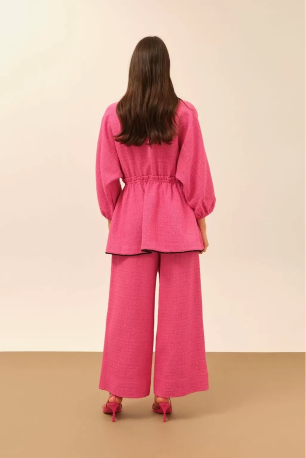 Fuchsia Tweed Trousers with Elastic Waist - Image 3