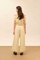 Loose Fitted Yellow Pants with Elastic Waist