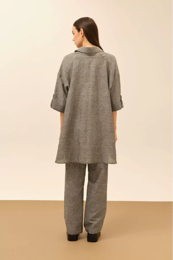 Black-gray Striped Pants with Elastic Waistband - Image 3