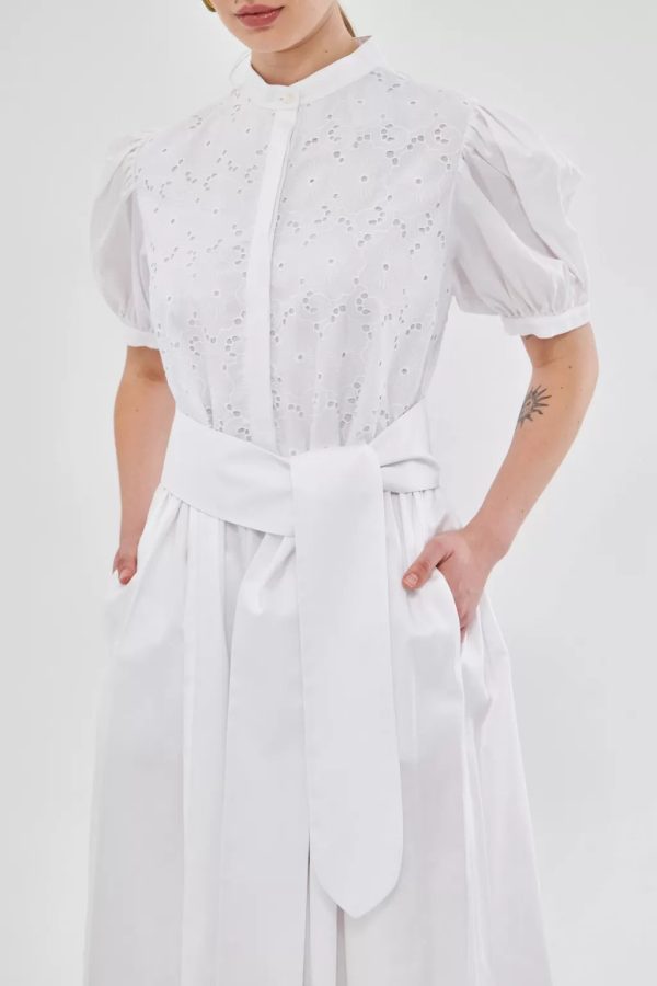 Belted White Dress with Brodge - Image 6