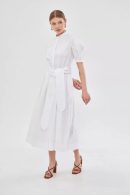 Belted White Dress with Brodge