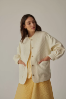 Textured Ecru Jacket with Pocket Details