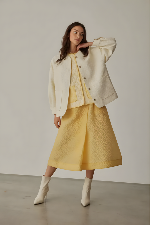 Textured Ecru Jacket with Pocket Details - Image 2