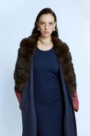 Fuchsia/blue Cashmere Coat with Double Sided Fur Detail