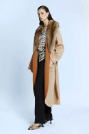 Beige/tan Cashmere Coat with Double Faced Fur