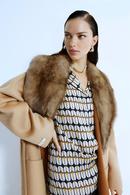 Beige/tan Cashmere Coat with Double Faced Fur