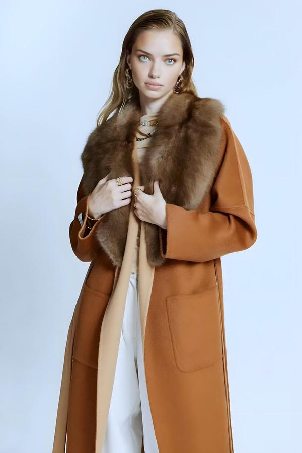 Double Faced Sheepskin Taba/beige Cashmere Coat