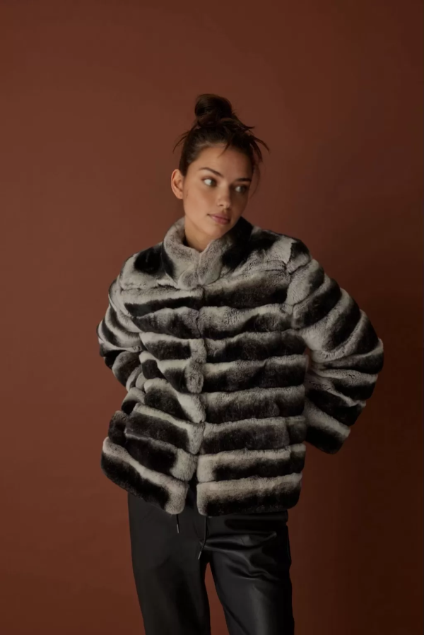 Short Black-and-white Rex Fur with Chinchılla Pattern - Image 2