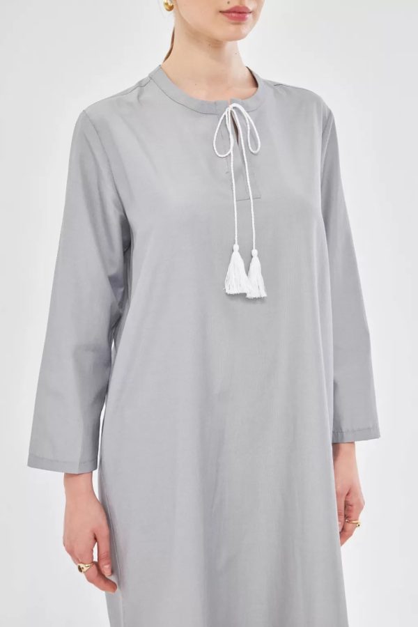 Gray Dress with Tassel Detail - Image 5