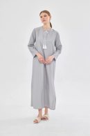 Gray Dress with Tassel Detail