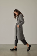 Men’s Collar Long Coat Gray with Stitching Detail