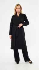 Stitching Detailed Cashmere Black Women’s Coat