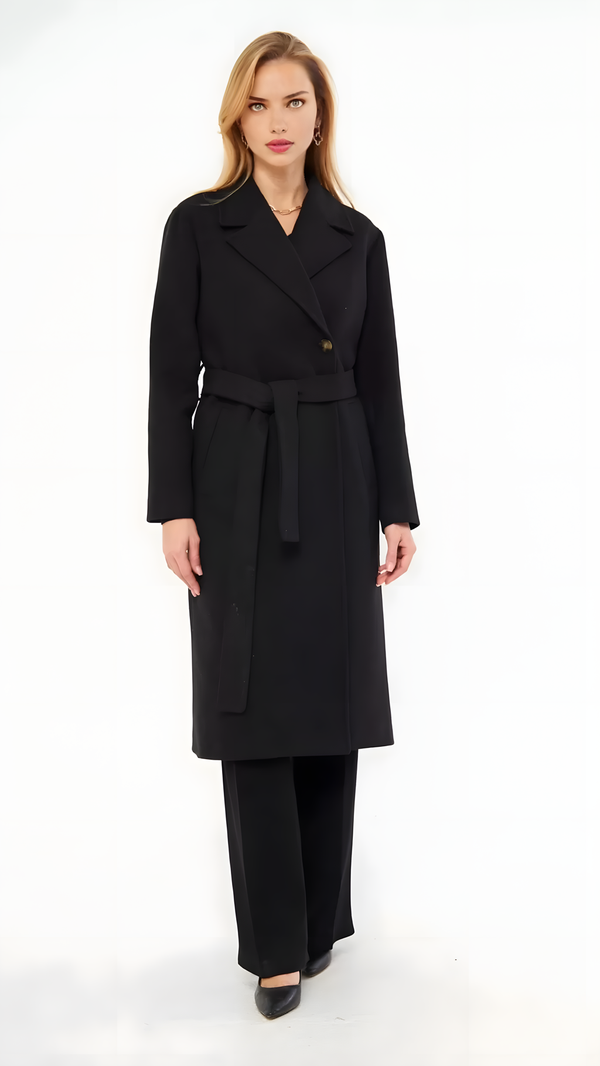 Stitching Detailed Cashmere Black Women’s Coat