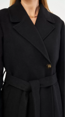 Stitching Detailed Cashmere Black Women’s Coat