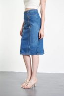 Blue Denim Skirt with Button Detail