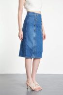 Blue Denim Skirt with Button Detail