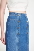 Blue Denim Skirt with Button Detail