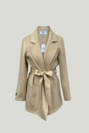 Hand Sewn Beige Short Cashmere Coat