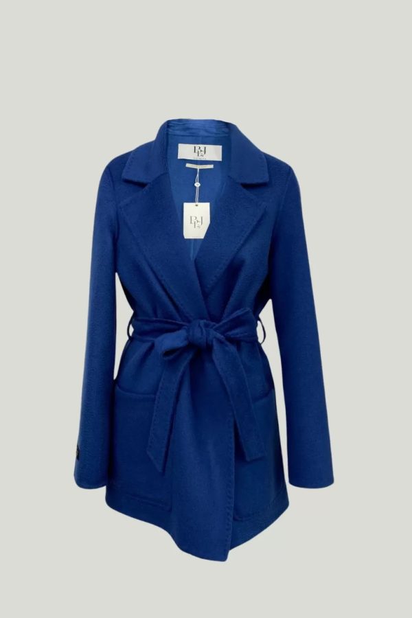 Hand Sewn Navy Blue Short Cashmere Coat