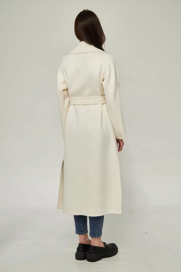 Hand Sewn Cashmere Coat Ecru - Image 3