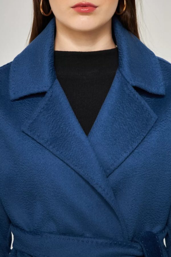 Hand Sewn Cashmere Coat Navy Blue - Image 4