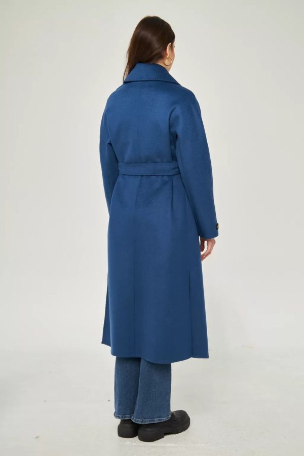 Hand Sewn Cashmere Coat Navy Blue - Image 3