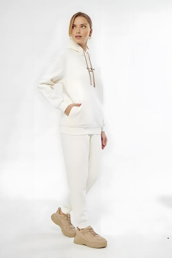 Hooded Women’s White Tracksuit Set - Image 2