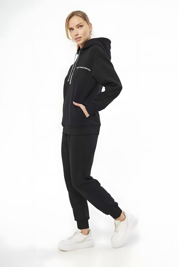 Hooded Women’s Black Tracksuit Set - Image 3