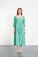 Green Gingham Dress with Rubber Detail