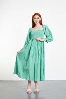 Green Gingham Dress with Rubber Detail