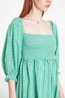 Green Gingham Dress with Rubber Detail