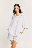 Cotton Light Blue Shirt-Shorts Set