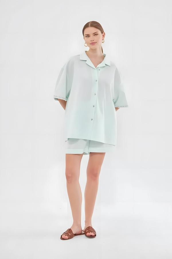 Mint Green Shirt-Shorts Set - Image 4