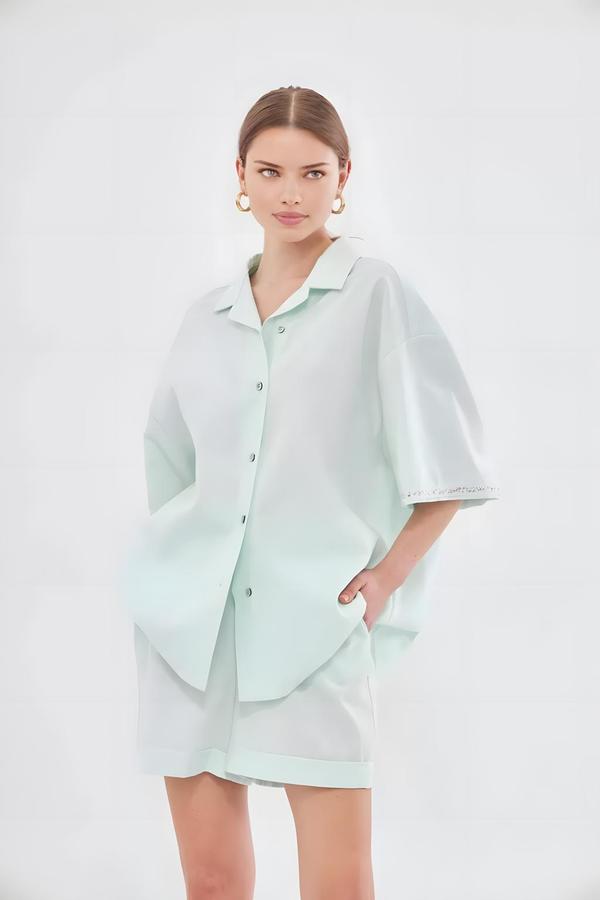 Mint Green Shirt-Shorts Set - Image 2