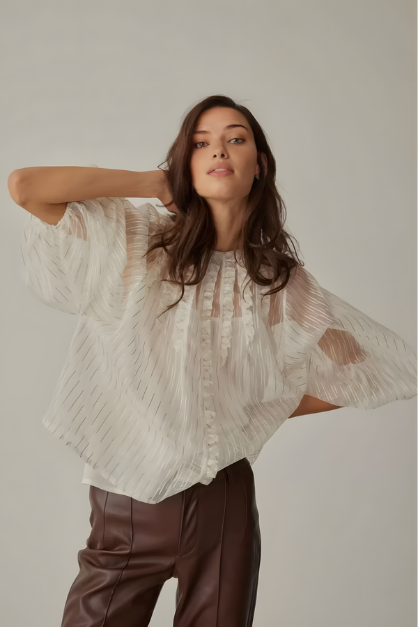 Jacquard Beige Women’s Blouse