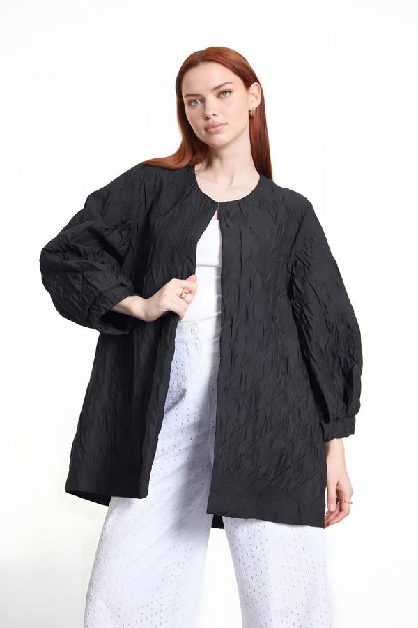 Oversized Black Jacket with Open Front