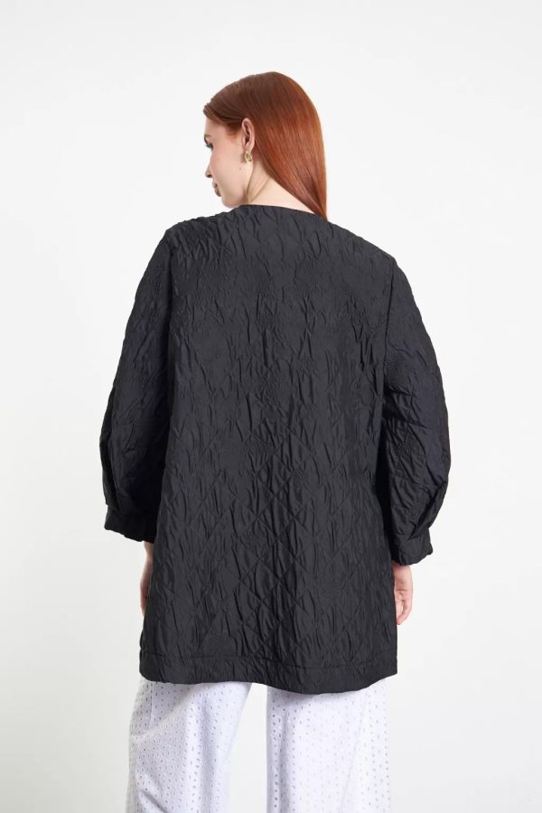 Oversized Black Jacket with Open Front - Image 5