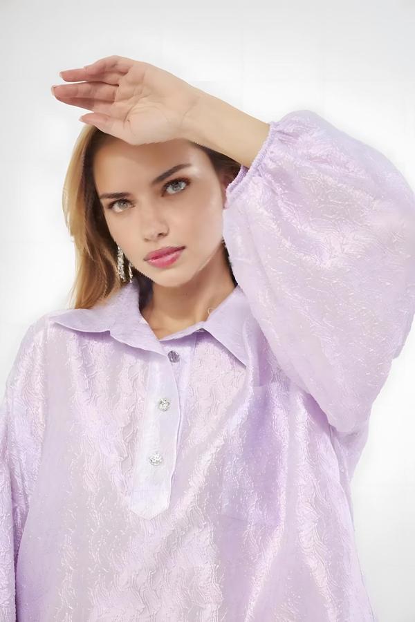 Jacquard Lilac Women’s Shirt - Image 2