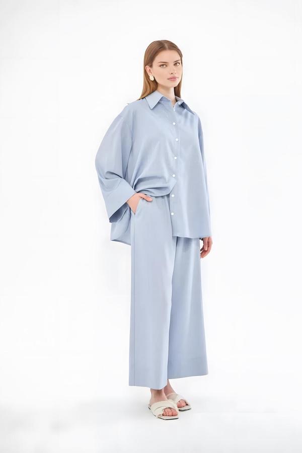 Light Blue Linen Shirt-Pants Set - Image 3