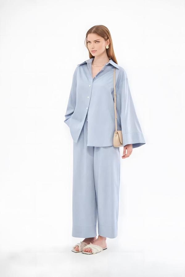 Light Blue Linen Shirt-Pants Set - Image 4