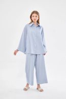 Light Blue Linen Shirt-Pants Set