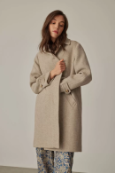 Beige Women’s Coat with Epaulettes on Sleeves