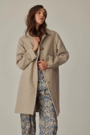 Beige Women’s Coat with Epaulettes on Sleeves