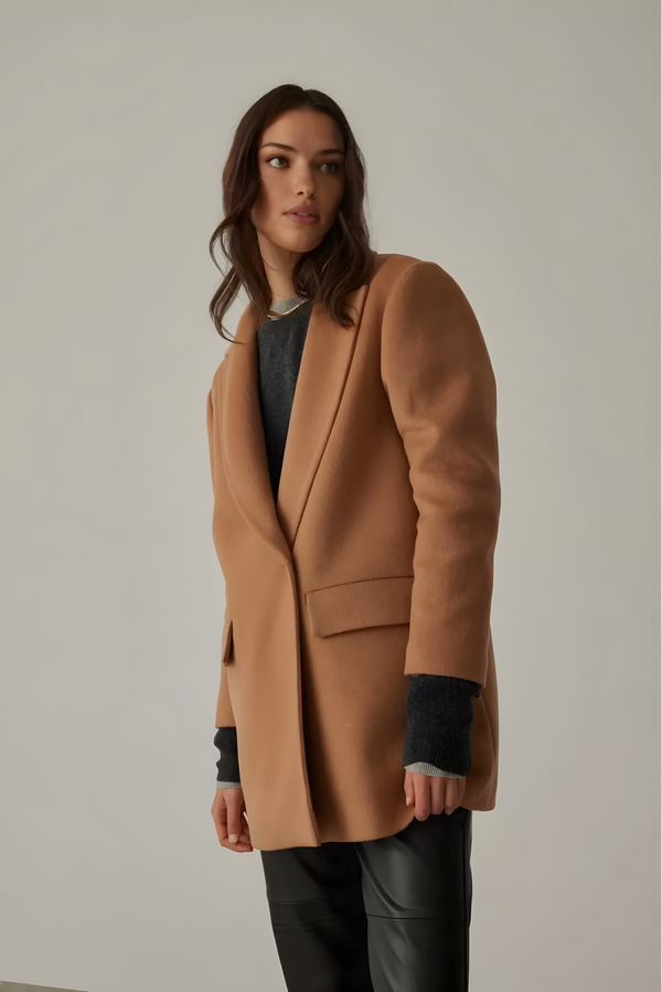 Oversized Wool Blazer Camel Jacket - Image 3