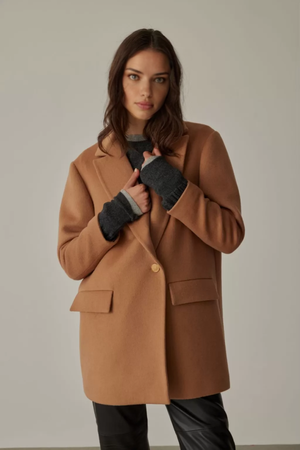 Oversized Wool Blazer Camel Jacket