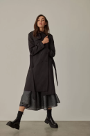 Double-breasted Collar Fitted Black Trench Coat